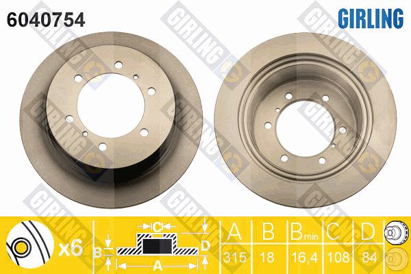GIRLING Тормозной диск 6040754