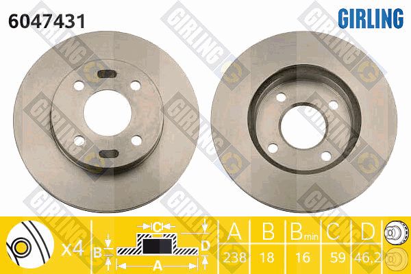 GIRLING Тормозной диск 6047431
