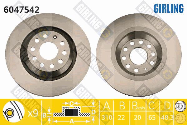 GIRLING Тормозной диск 6047542