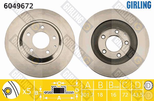GIRLING Тормозной диск 6049672
