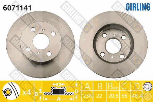 GIRLING Тормозной диск 6071141