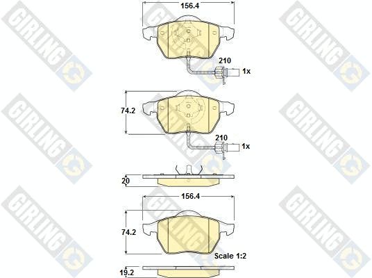 GIRLING Bremžu uzliku kompl., Disku bremzes 6114882