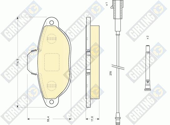 GIRLING Комплект тормозных колодок, дисковый тормоз 6117453