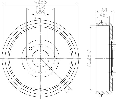 HELLA Bremžu trumulis 8DT 355 301-091