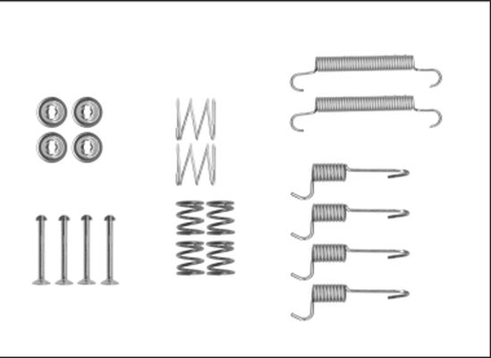 HELLA Piederumu komplekts, Stāvbremzes mehānisma bremžu  8DZ 355 205-931