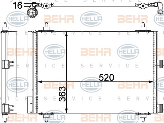 HELLA Конденсатор, кондиционер 8FC 351 303-374