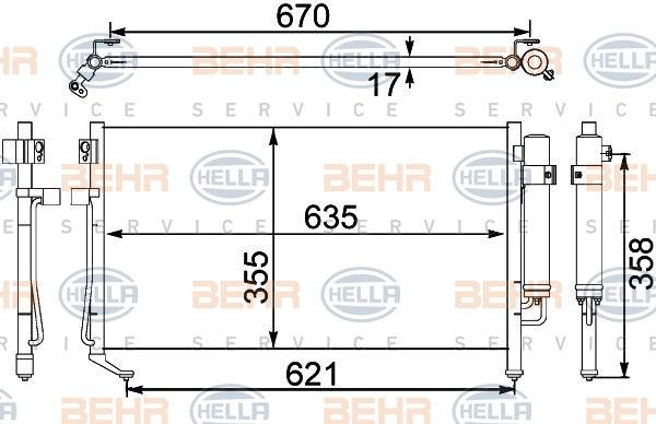 HELLA Конденсатор, кондиционер 8FC 351 304-141