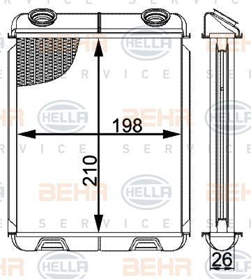 HELLA Теплообменник, отопление салона 8FH 351 001-631