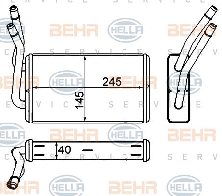 HELLA Теплообменник, отопление салона 8FH 351 333-034