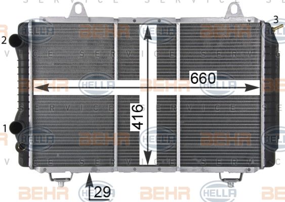 HELLA Радиатор, охлаждение двигателя 8MK 376 717-521
