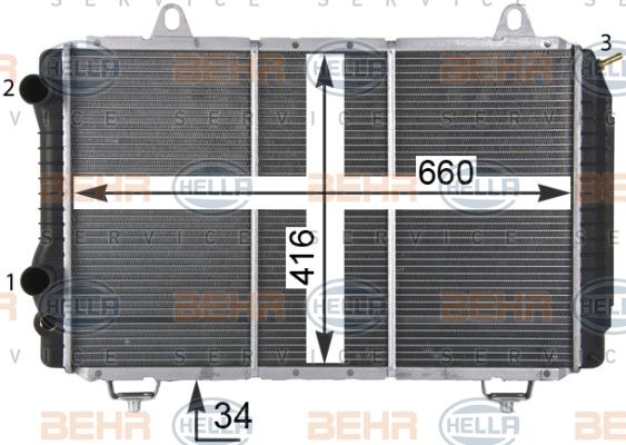 HELLA Радиатор, охлаждение двигателя 8MK 376 717-524