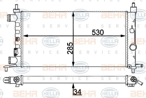 HELLA Радиатор, охлаждение двигателя 8MK 376 722-444