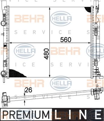 HELLA Радиатор, охлаждение двигателя 8MK 376 755-511