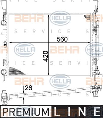 HELLA Радиатор, охлаждение двигателя 8MK 376 755-521