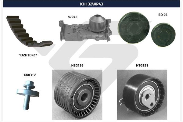 HUTCHINSON Водяной насос + комплект зубчатого ремня KH 132WP43