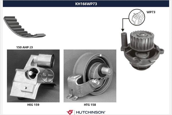 HUTCHINSON Ūdenssūknis + Zobsiksnas komplekts KH 166WP73