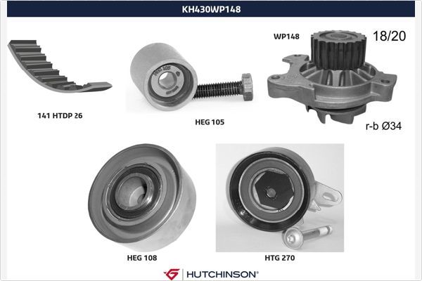 HUTCHINSON Ūdenssūknis + Zobsiksnas komplekts KH 430WP148