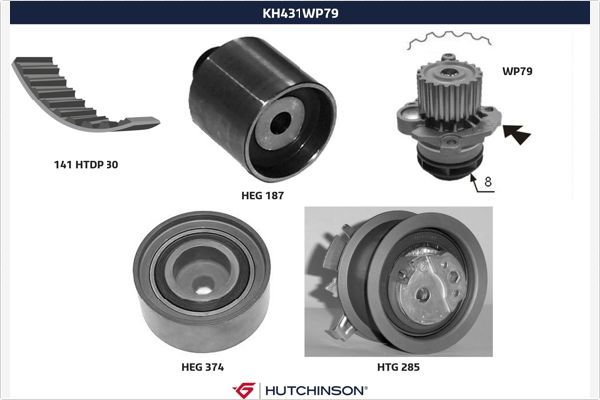 HUTCHINSON Ūdenssūknis + Zobsiksnas komplekts KH 431WP79