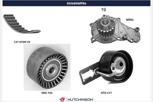 HUTCHINSON Ūdenssūknis + Zobsiksnas komplekts KH 460WP64