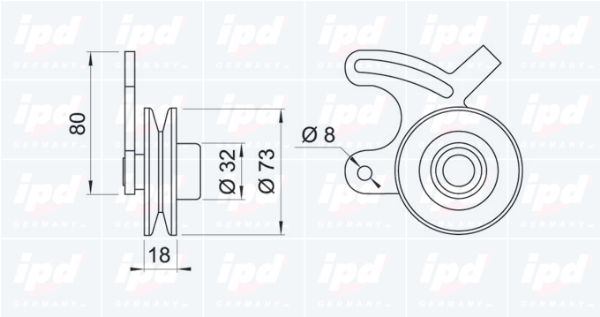 IPD Натяжной ролик, клиновой ремень 14-0412