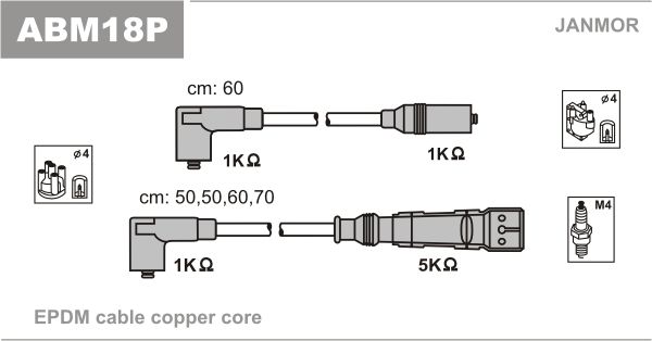 JANMOR Комплект проводов зажигания ABM18P