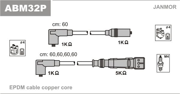 JANMOR Комплект проводов зажигания ABM32P