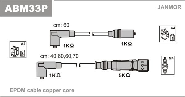 JANMOR Комплект проводов зажигания ABM33P
