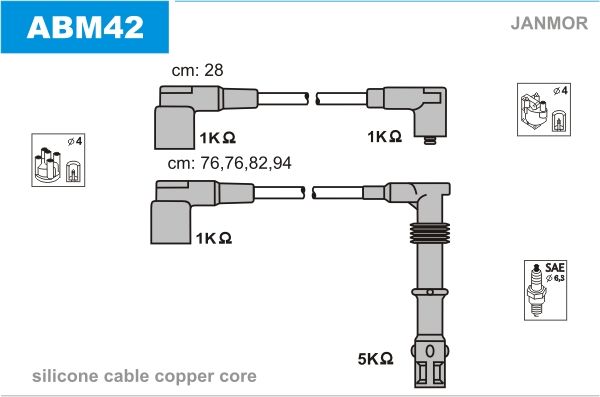 JANMOR Augstsprieguma vadu komplekts ABM42