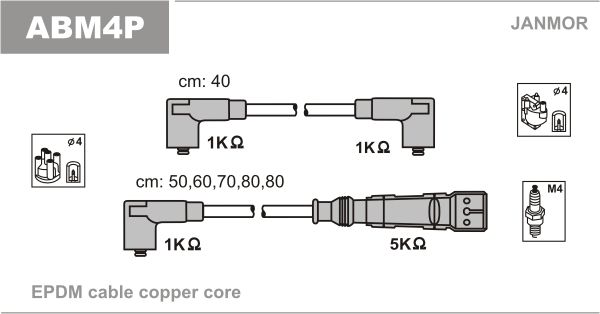 JANMOR Комплект проводов зажигания ABM4P