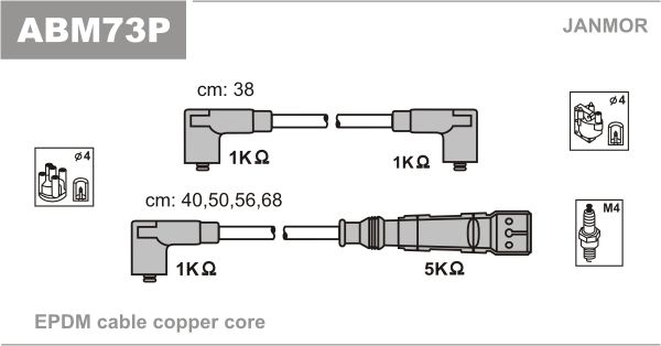 JANMOR Комплект проводов зажигания ABM73P