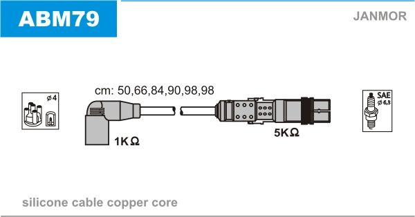 JANMOR Комплект проводов зажигания ABM79