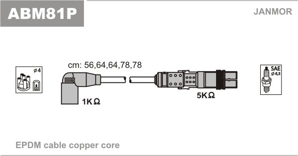 JANMOR Комплект проводов зажигания ABM81P