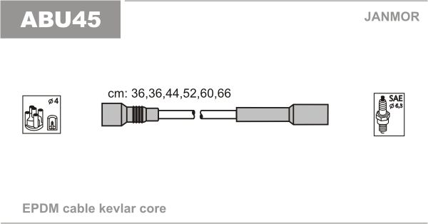 JANMOR Комплект проводов зажигания ABU45
