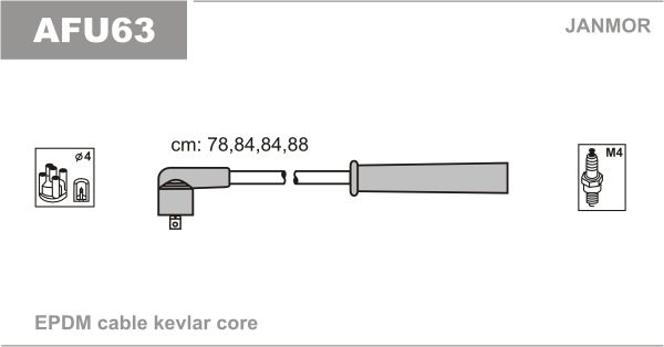 JANMOR Комплект проводов зажигания AFU63