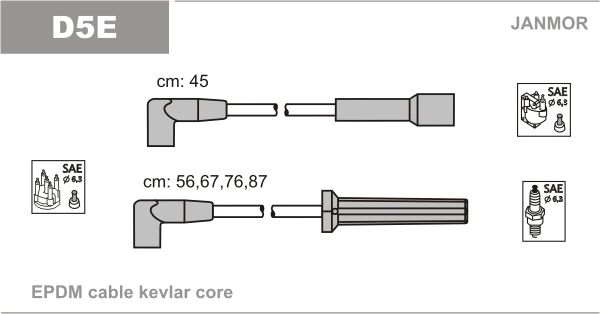 JANMOR Комплект проводов зажигания D5E
