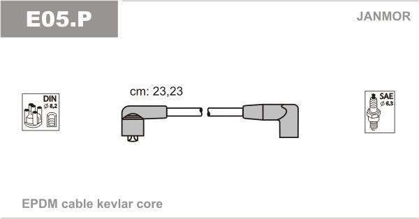 JANMOR Комплект проводов зажигания E05.P