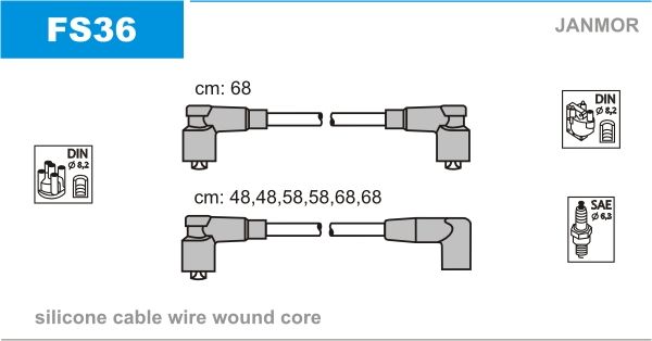 JANMOR Комплект проводов зажигания FS36