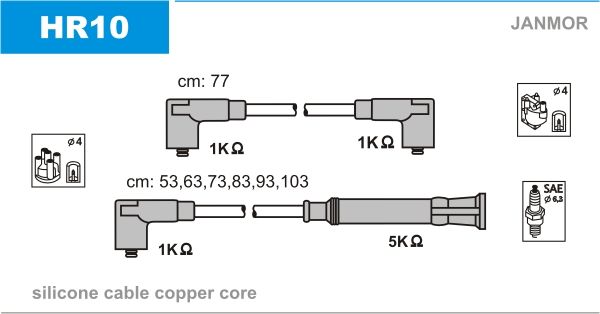 JANMOR Комплект проводов зажигания HR10