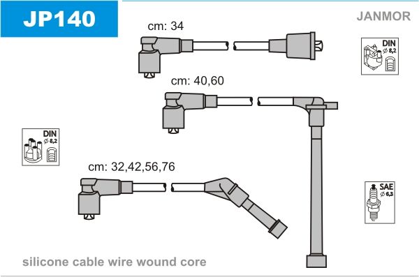 JANMOR Комплект проводов зажигания JP140