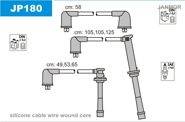 JANMOR Комплект проводов зажигания JP180