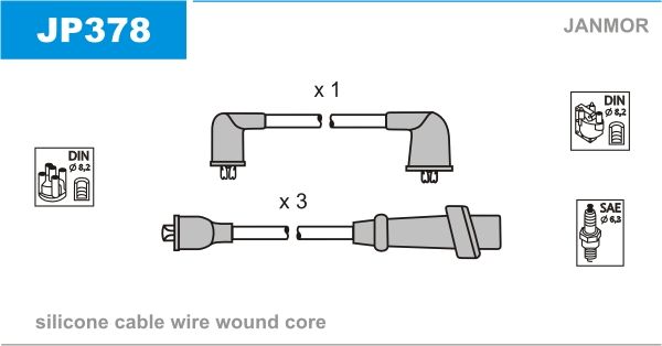 JANMOR Комплект проводов зажигания JP378