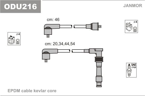 JANMOR Комплект проводов зажигания ODU216