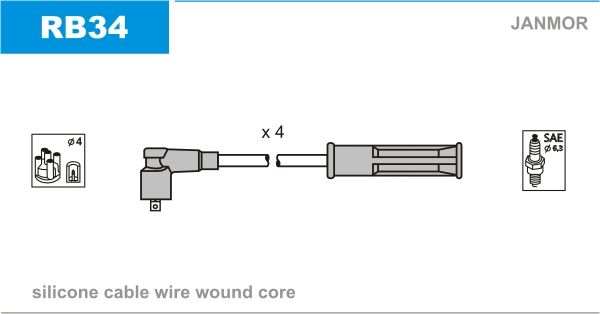 JANMOR Комплект проводов зажигания RB34