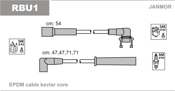 JANMOR Комплект проводов зажигания RBU1