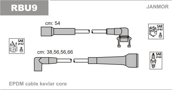 JANMOR Комплект проводов зажигания RBU9