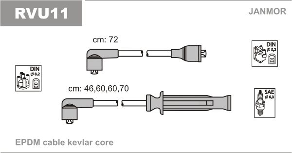 JANMOR Комплект проводов зажигания RVU11