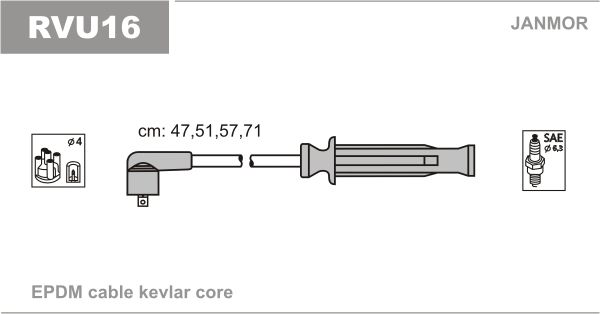 JANMOR Комплект проводов зажигания RVU16