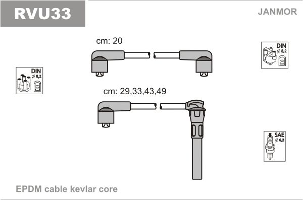 JANMOR Комплект проводов зажигания RVU33