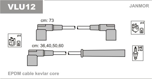 JANMOR Комплект проводов зажигания VLU12