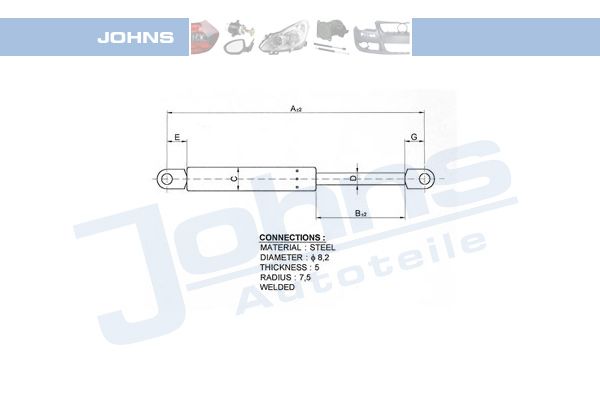 JOHNS Gāzes atspere, Motora pārsegs 13 07 03-91